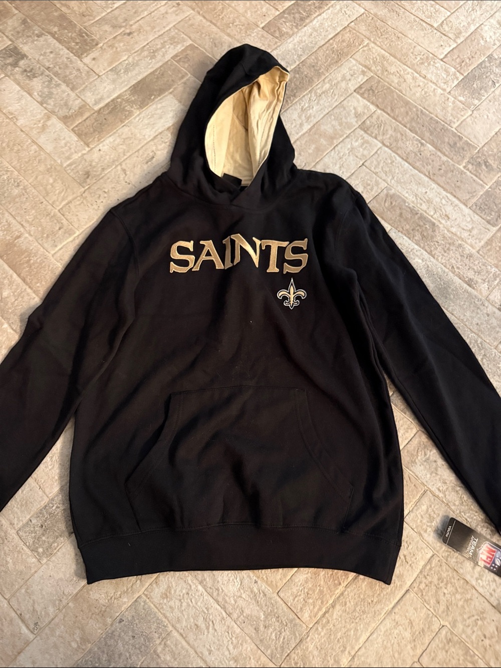 Team Apparel Black and Gold Saints Crewneck Hoodie